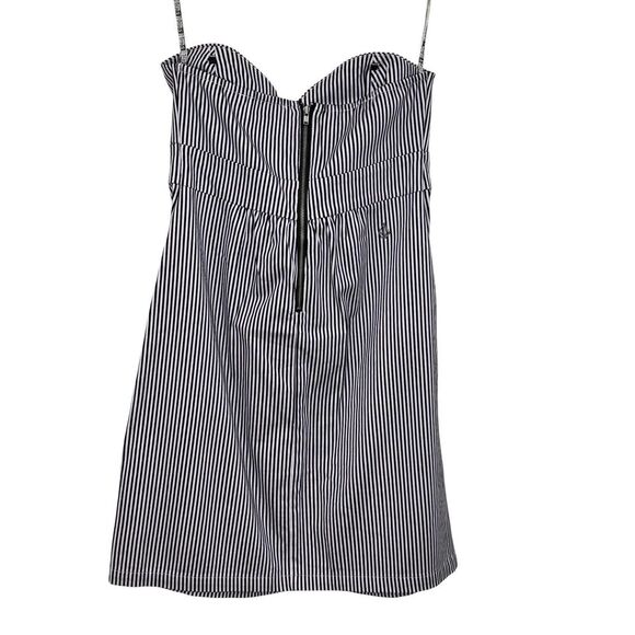 Volcom Frochickie Dress Womens Small Black White Stripe Strapless Zip Cotton - Picture 2 of 11